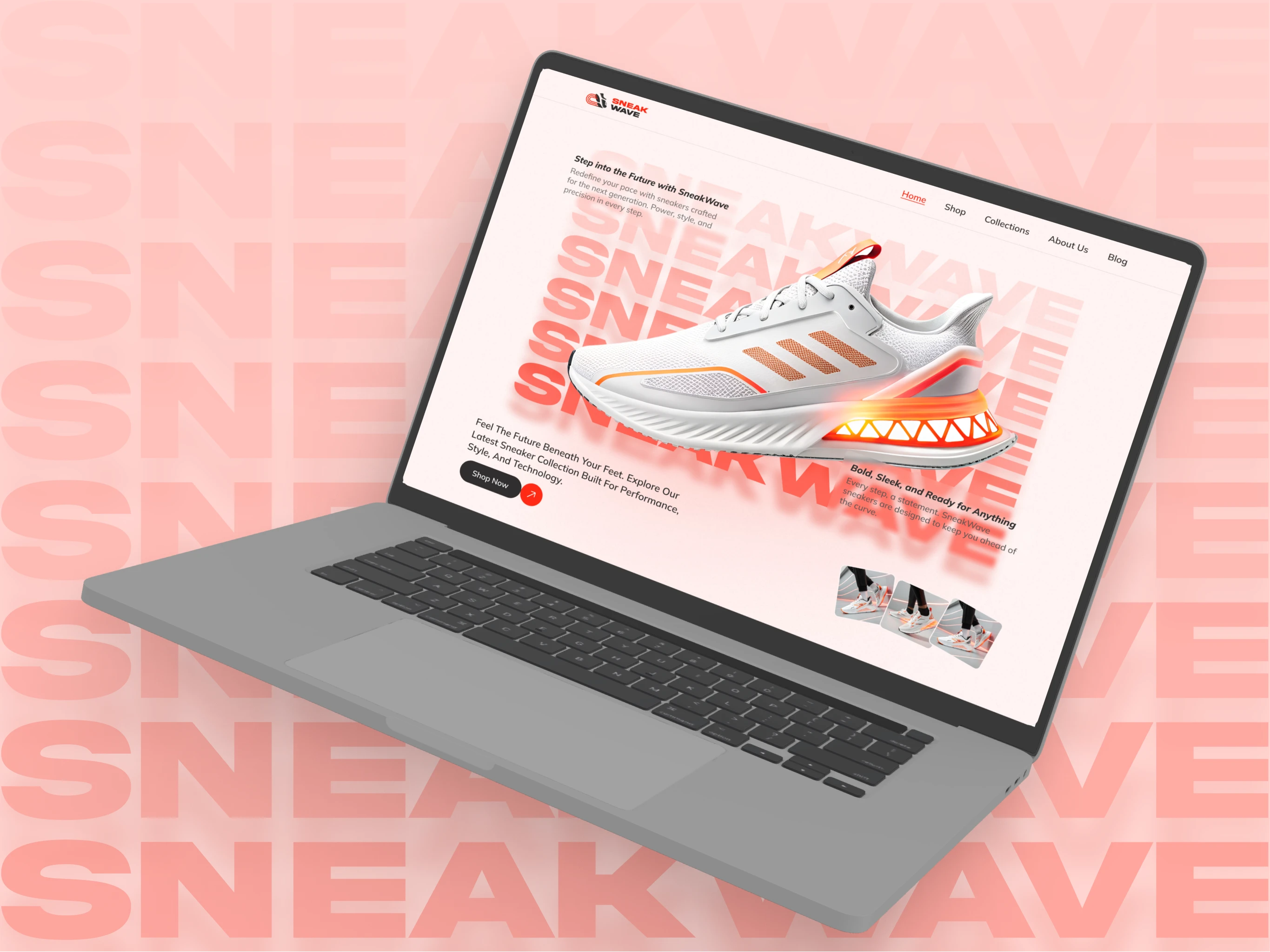 Close-up of SneakWave sneaker highlighting advanced cushioning and sleek design