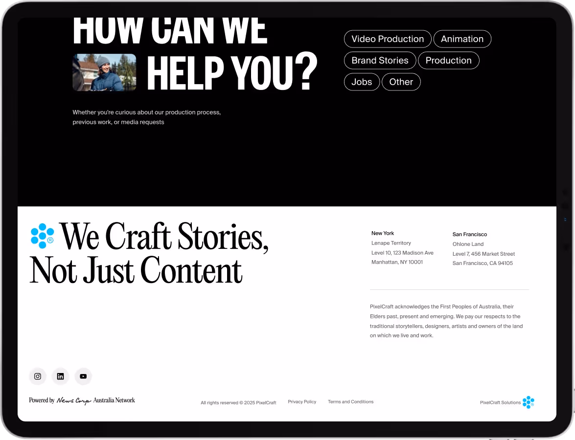 Pixel Craft team brainstorming in a modern office space