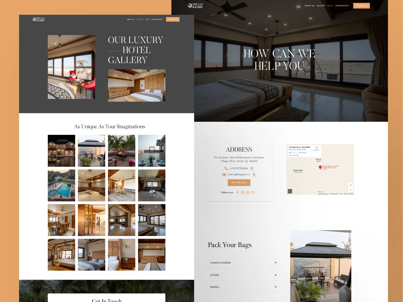 Elegant villa exterior of The Gaj Kesri Gir nestled amidst lush greenery